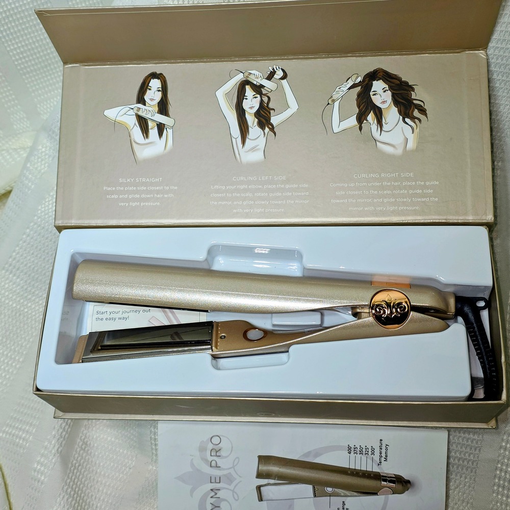 TYME Iron Pro 2-in-1 Hair Curler & Straightener Rose Gold Titanium Open Box 400F
